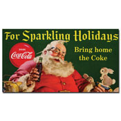 Coke Santa w/ Rabbit For Sparkeling Holidays -13 x 24 Inches, cokeSanta4-c13x24gg