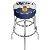 Corona Chrome Padded Bar Stool With Swivel - Label Design, CRN1000-LBL