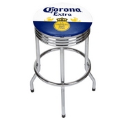 Corona Chrome Ribbed Bar Stool - Label, CRN1005-LBL