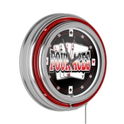 Four Aces Neon Clock - 14 inch Diameter, FA1400