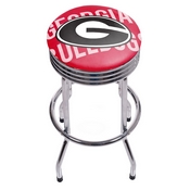 University of Georgia Chrome Ribbed Bar Stool - Wordmark, GA1005-WM