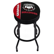 University of Georgia Black Ribbed Bar Stool - Text, GA1006-TXT