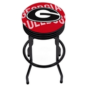 University of Georgia Black Ribbed Bar Stool - Wordmark, GA1006-WM