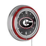 University of Georgia Chrome Double Rung Neon Clock - Reflection, GA1400-REF