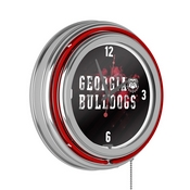 University of Georgia Chrome Double Rung Neon Clock - Smoke, GA1400-SMOKE