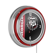 University of Georgia Chrome Double Rung Neon Clock - Text, GA1400-TXT