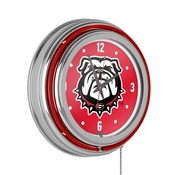 University of Georgia Chrome Double Rung Neon Clock, GA1400