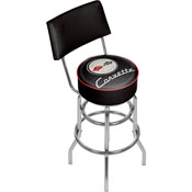 Corvette C1 Padded Bar Stool with Back - Black on Black, gm1100B-c1-COR