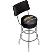 Chevrolet Padded Bar Stool with Back - Black/Silver, GM1100CH