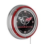 Corvette C5 Neon Clock - 14 inch Diameter - Black, GM1400-C5-COR