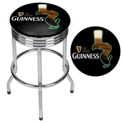 Guinness Chrome Ribbed Bar Stool - Feathering, GN1005-FTHR