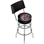 The Ohio State University Padded Bar Stool/Back-Black - Made In USA, LRG1100-OSU-BLK-1