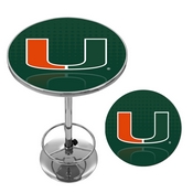 University of Miami Chrome Pub Table - Reflection, MIA2000-REF
