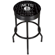NBA Black Ribbed Bar Stool - City - Brooklyn Nets, NBA1006-BN3