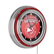 Atlanta Hawks NBA Chrome Double Ring Neon Clock, NBA1400-AH