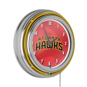 NBA Chrome Double Rung Neon Clock - Fade - Atlanta Hawks, NBA1400-AH2
