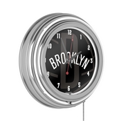 NBA Chrome Double Rung Neon Clock - Fade - Brooklyn Nets, NBA1400-BN2