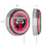 Chicago Bulls NBA Chrome Double Ring Neon Clock, NBA1400-CB