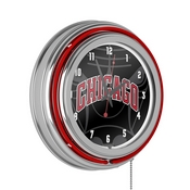 NBA Chrome Double Rung Neon Clock - Fade - Chicago Bulls, NBA1400-CB2
