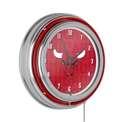 NBA Chrome Double Rung Neon Clock - City - Chicago Bulls, NBA1400-CB3