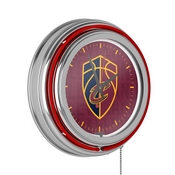 NBA Chrome Double Rung Neon Clock - City - Cleveland Cavaliers, NBA1400-CC3