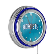 NBA Chrome Double Rung Neon Clock - Fade - Charlotte Hornets, NBA1400-CH2