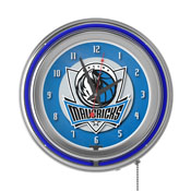 Dallas Mavericks NBA Chrome Double Ring Neon Clock, NBA1400-DM
