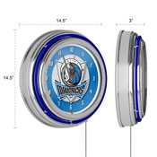 Dallas Mavericks NBA Chrome Double Ring Neon Clock, NBA1400-DM