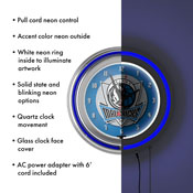 Dallas Mavericks NBA Chrome Double Ring Neon Clock, NBA1400-DM