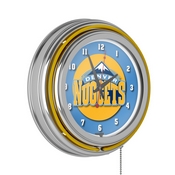 Denver Nuggets NBA Chrome Double Ring Neon Clock, NBA1400-DN