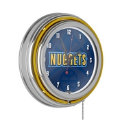 NBA Chrome Double Rung Neon Clock - Fade - Denver Nuggets, NBA1400-DN2