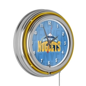 NBA Chrome Double Rung Neon Clock - City - Denver Nuggets, NBA1400-DN3