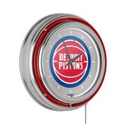 Detroit Pistons NBA Chrome Double Ring Neon Clock, NBA1400-DP