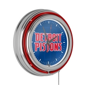 NBA Chrome Double Rung Neon Clock - Fade - Detroit Pistons, NBA1400-DP2