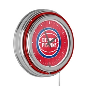 NBA Chrome Double Rung Neon Clock - City - Detroit Pistons, NBA1400-DP3