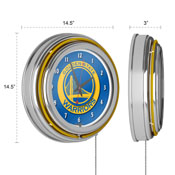Golden State Warriors NBA Chrome Double Ring Neon Clock, NBA1400-GSW
