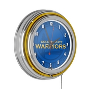 NBA Chrome Double Rung Neon Clock - Fade - Golden State Warriors, NBA1400-GSW2