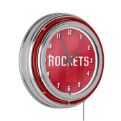 NBA Chrome Double Rung Neon Clock - Fade - Houston Rockets, NBA1400-HR2