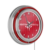 NBA Chrome Double Rung Neon Clock - City - Houston Rockets, NBA1400-HR3
