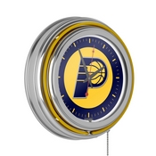 Indiana Pacers NBA Chrome Double Ring Neon Clock, NBA1400-IP