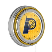 NBA Chrome Double Rung Neon Clock - City - Indiana Pacers, NBA1400-IP3