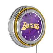 NBA Chrome Double Rung Neon Clock - Fade - Los Angeles Lakers, NBA1400-LAL2
