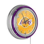NBA Chrome Double Rung Neon Clock - City - Los Angeles Lakers, NBA1400-LAL3