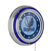 Memphis Grizzlies NBA Chrome Double Ring Neon Clock, NBA1400-MG