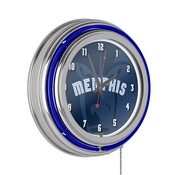 NBA Chrome Double Rung Neon Clock - Fade - Memphis Grizzlies, NBA1400-MG2