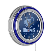NBA Chrome Double Rung Neon Clock - City - Memphis Grizzlies, NBA1400-MG3
