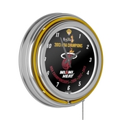 Miami Heat 2013 NBA Champions Chrome Neon Clock, NBA1400-MH-2013