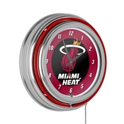 Miami Heat NBA Chrome Double Ring Neon Clock, NBA1400-MH