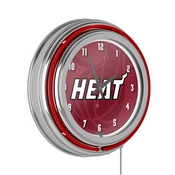 NBA Chrome Double Rung Neon Clock - Fade - Miami Heat, NBA1400-MH2
