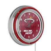 NBA Chrome Double Rung Neon Clock - City - Miami Heat, NBA1400-MH3